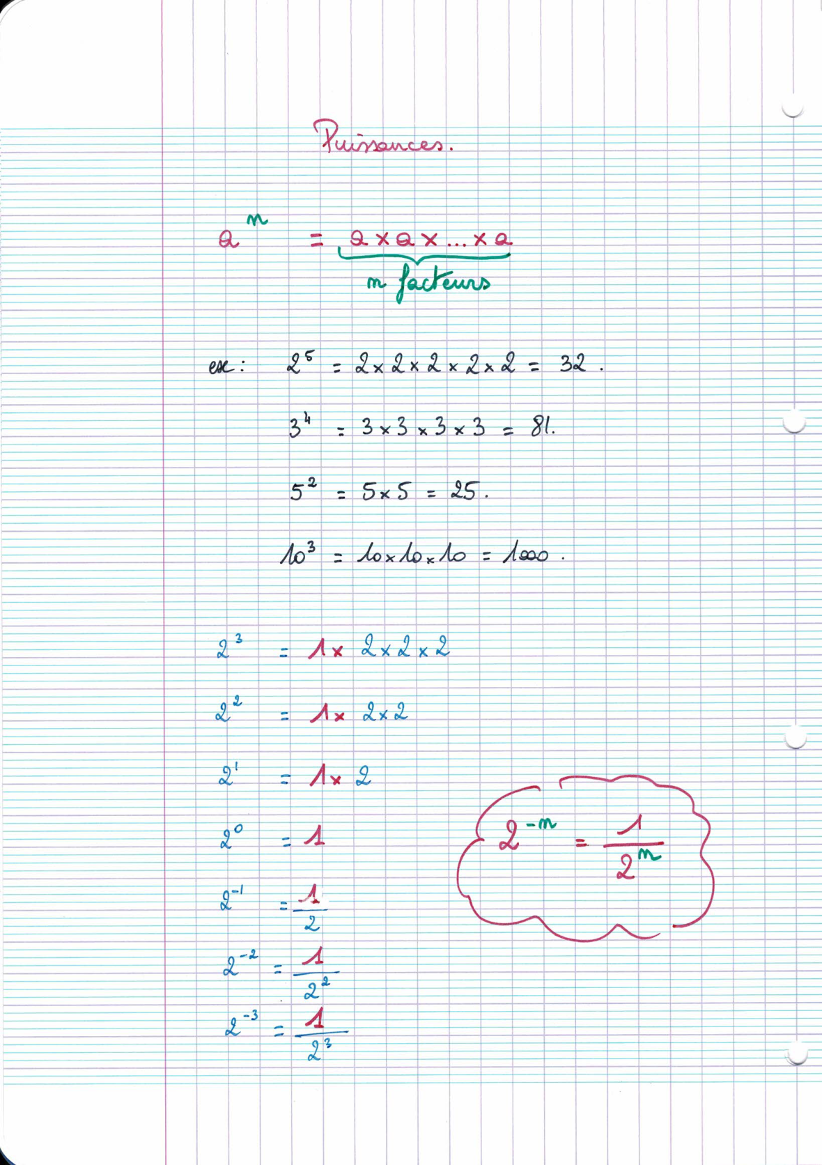 Page scannée du cahier de la classe 302