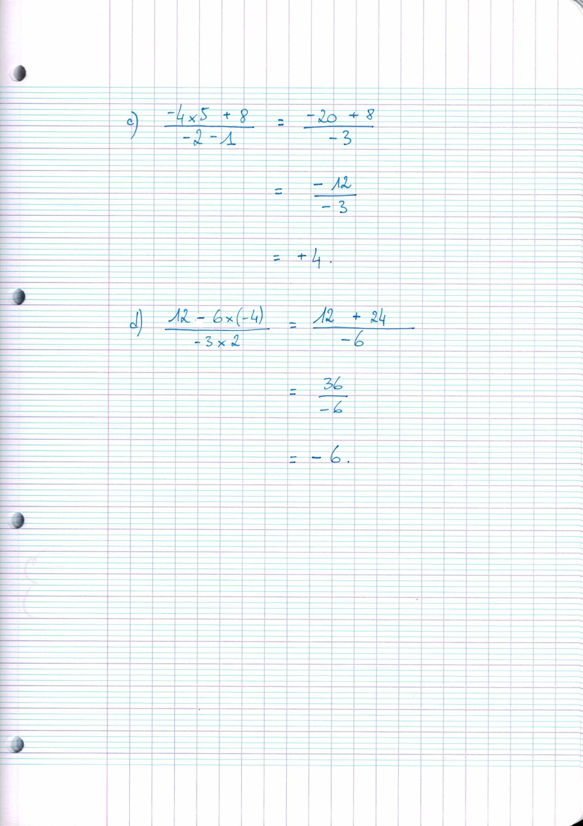 Page scannée du cahier de la classe 303