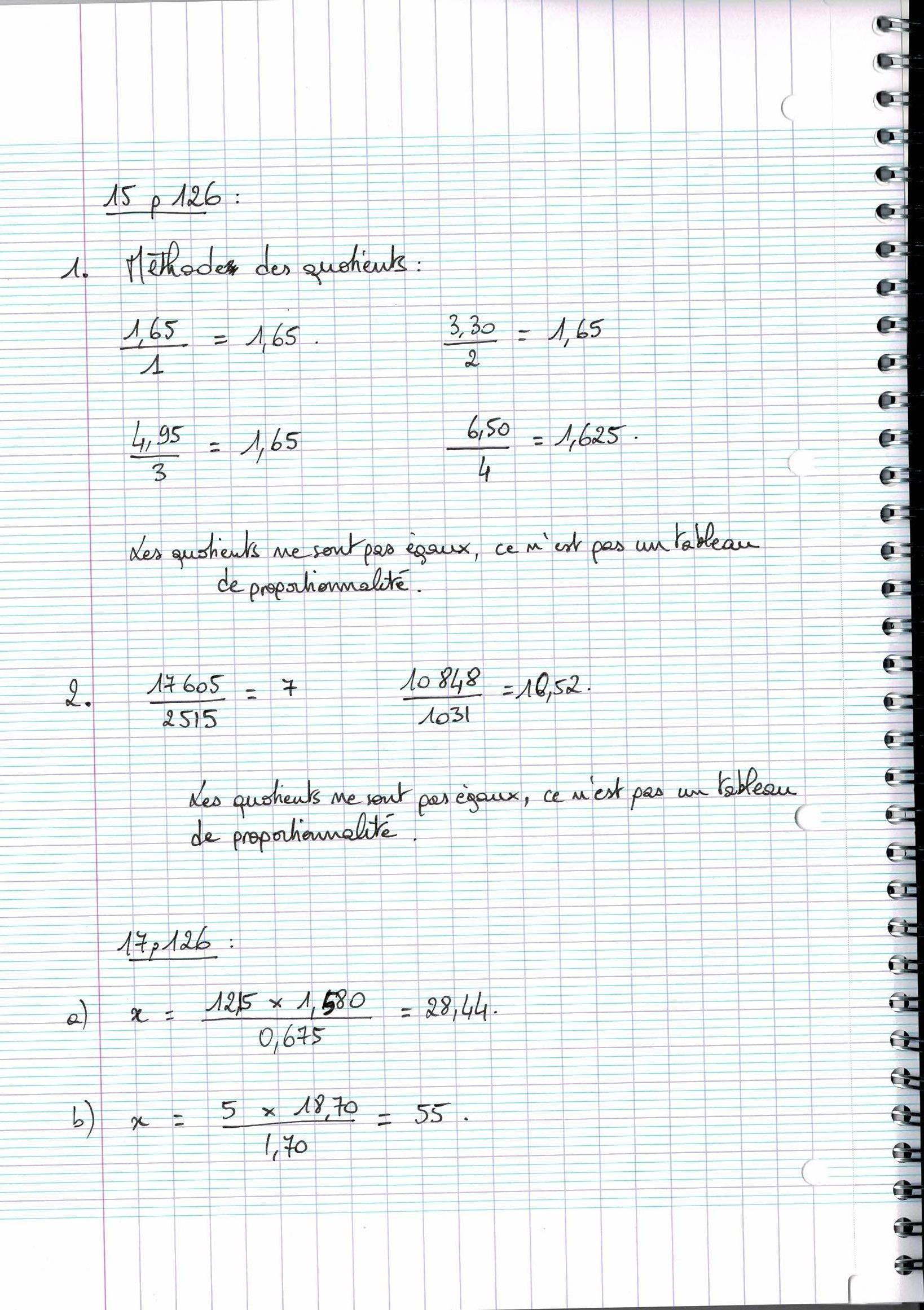 Page scannée du cahier de la classe 402