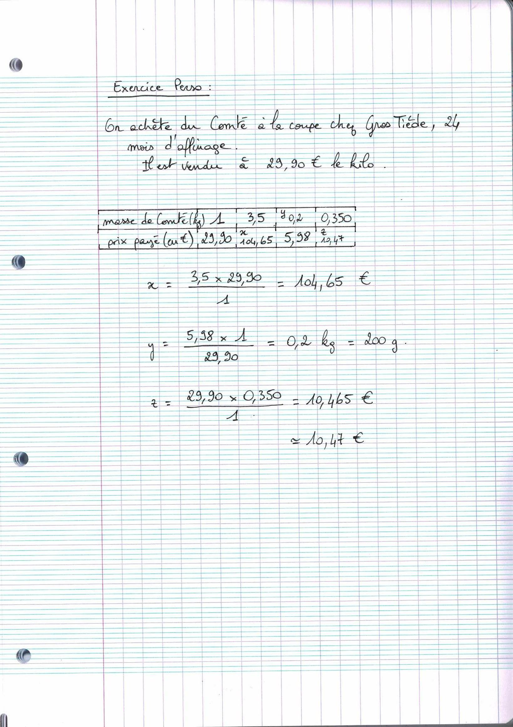 Page scannée du cahier de la classe 402