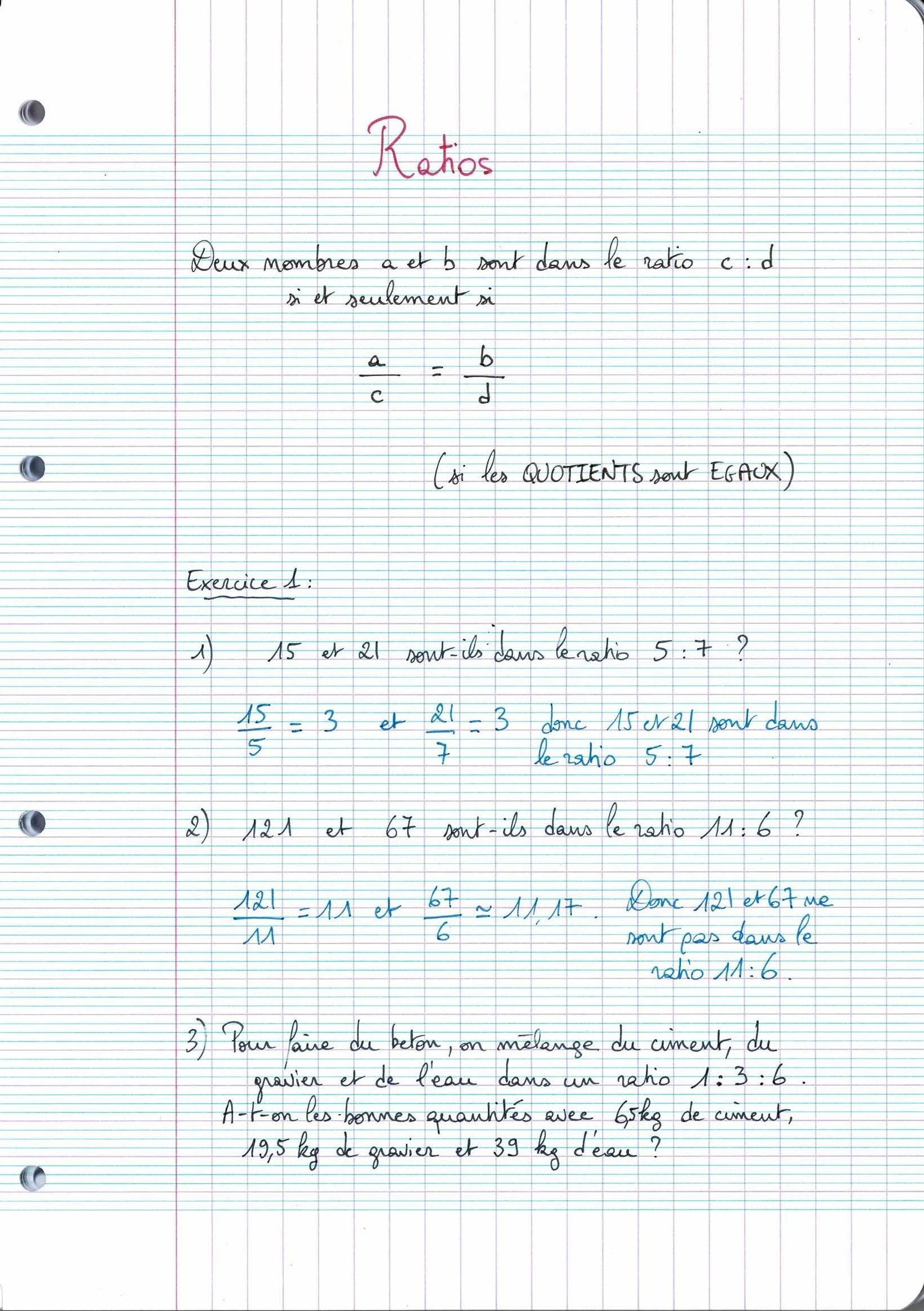 Page scannée du cahier de la classe 402