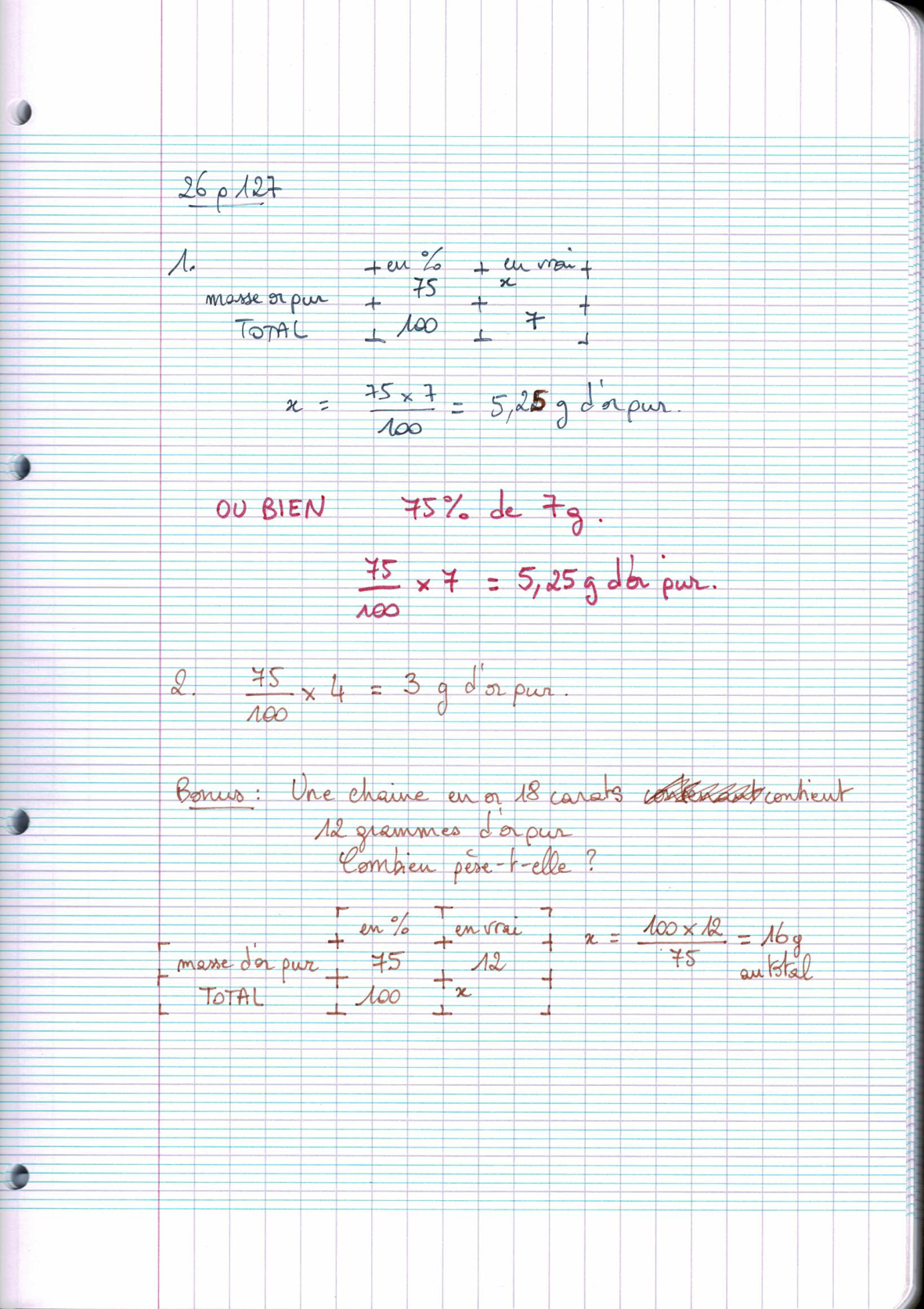 Page scannée du cahier de la classe 402