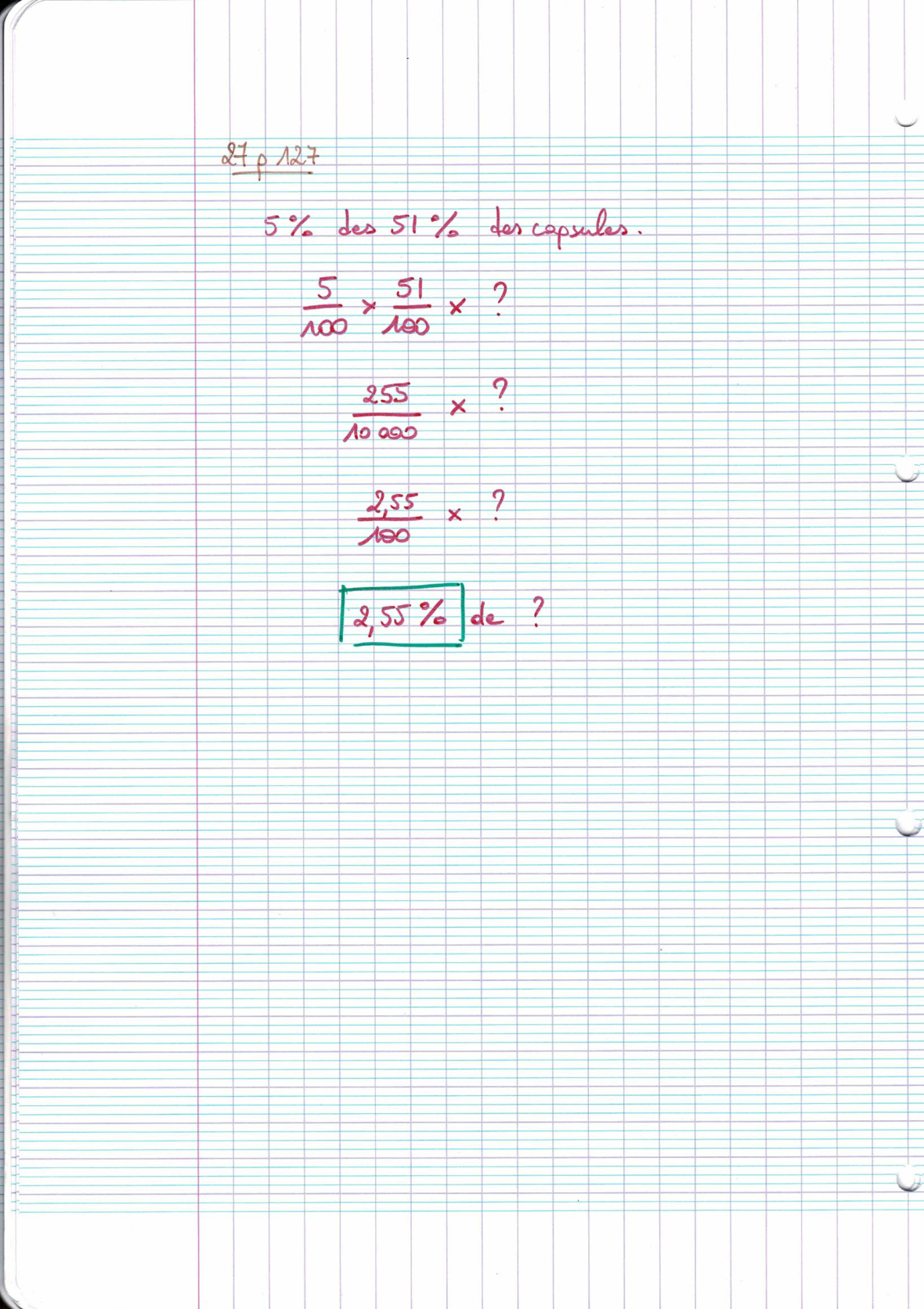 Page scannée du cahier de la classe 402