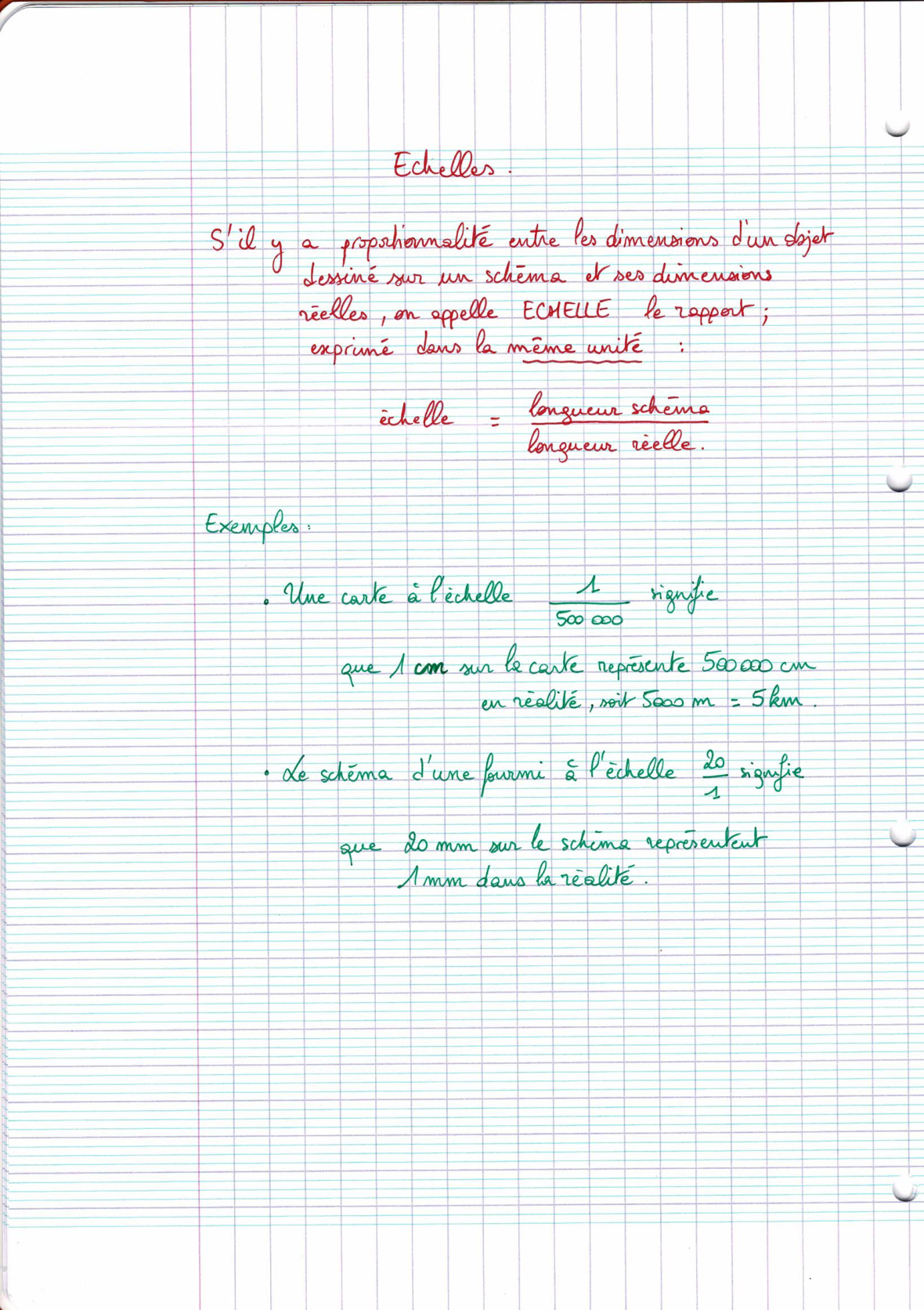 Page scannée du cahier de la classe 405