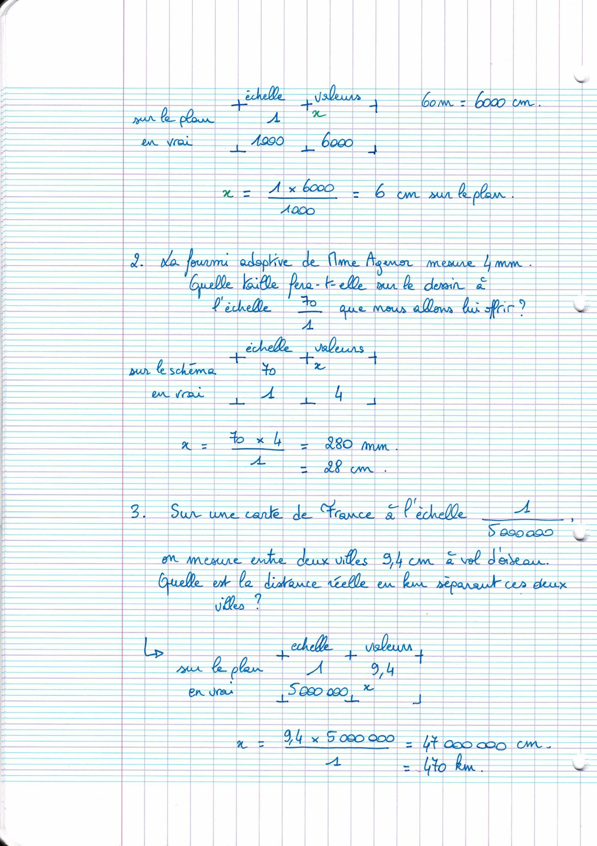 Page scannée du cahier de la classe 402