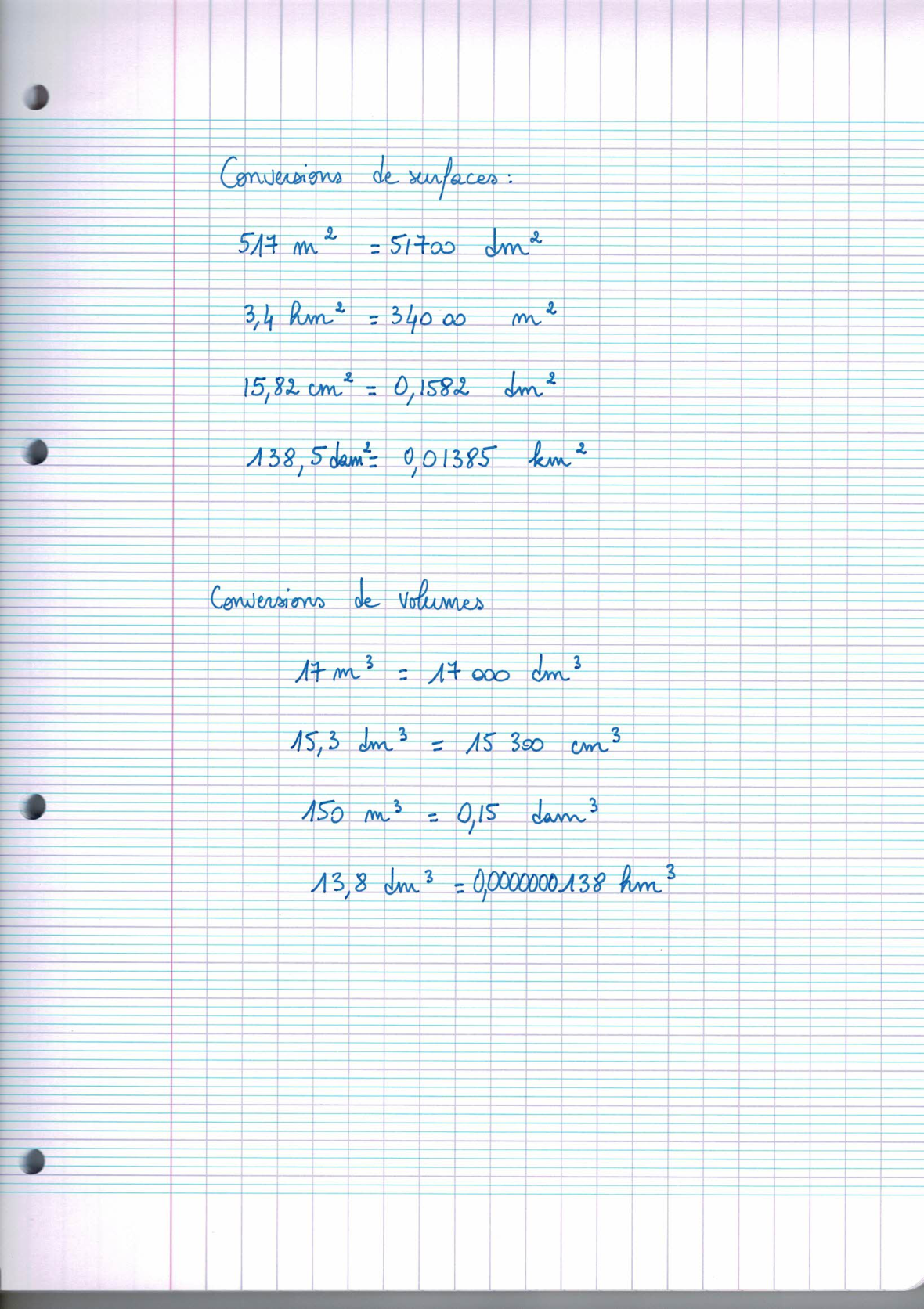 Page scannée du cahier de la classe 405