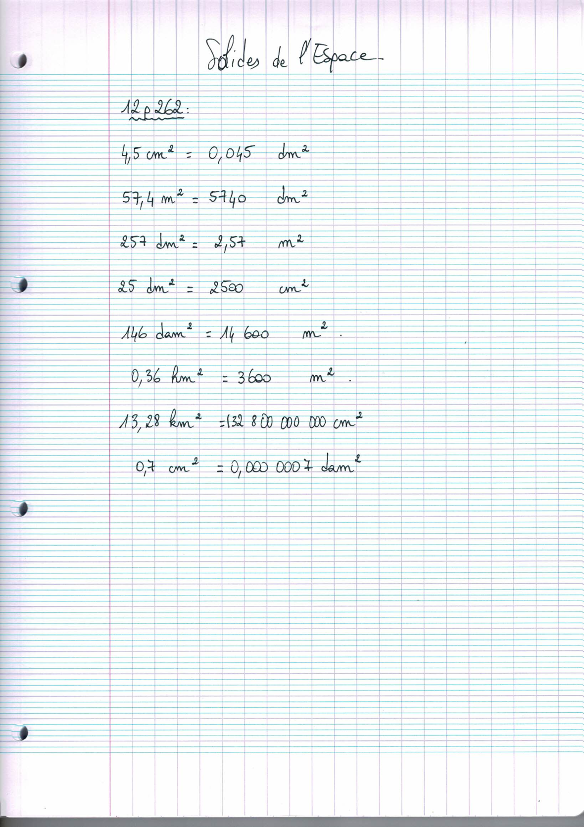 Page scannée du cahier de la classe 402